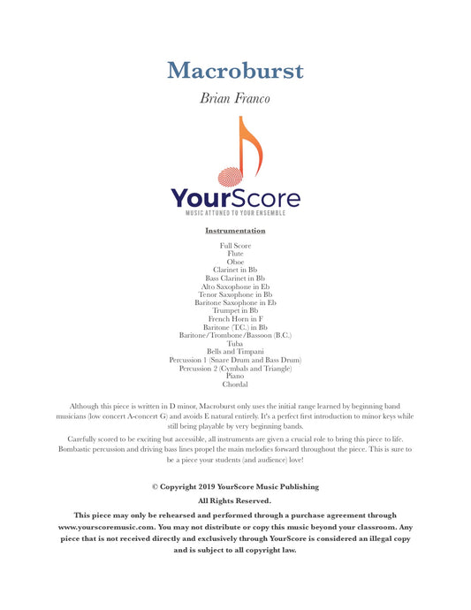 Cover page of Macroburst by Brian Franco, an adaptable beginning band piece of music