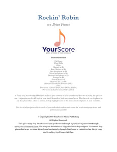 Cover of Rockin' Robin, an adaptable elementary band piece arranged by Brian Franco