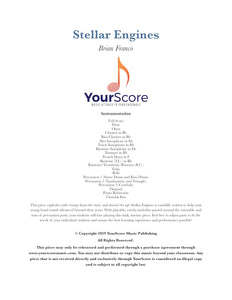 Cover of Stellar Engines, an adaptable middle school band piece written by Brian Franco