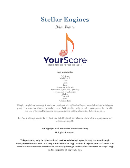 cover of Stellar Engines, an adaptable piece of middle school orchestra music written by Brian Franco